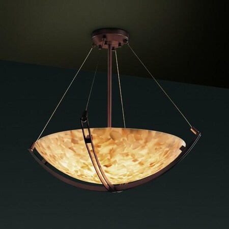 Justice Design Group ALR-9721-35-NCKL Alabaster Rocks! Collection 18" Pendant Bowl Celling Light Fixture with Crossbar